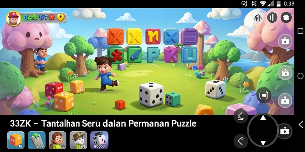 Tangkapan layar utama 33ZK menampilkan gameplay puzzle yang menarik dan menantang.