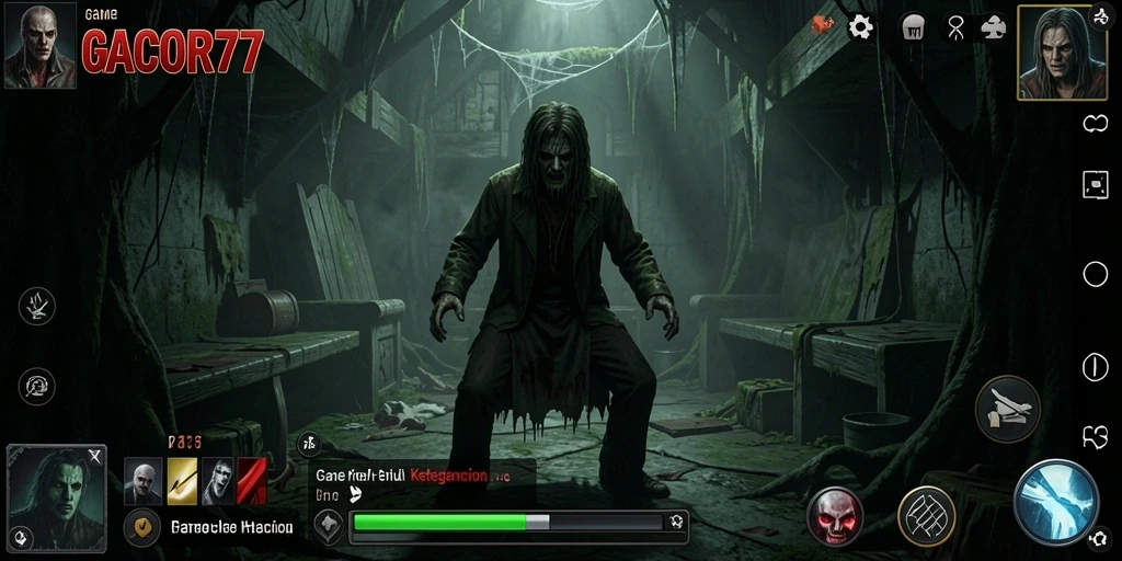 Screenshot utama GACOR77 menampilkan suasana kengerian yang mencekam.