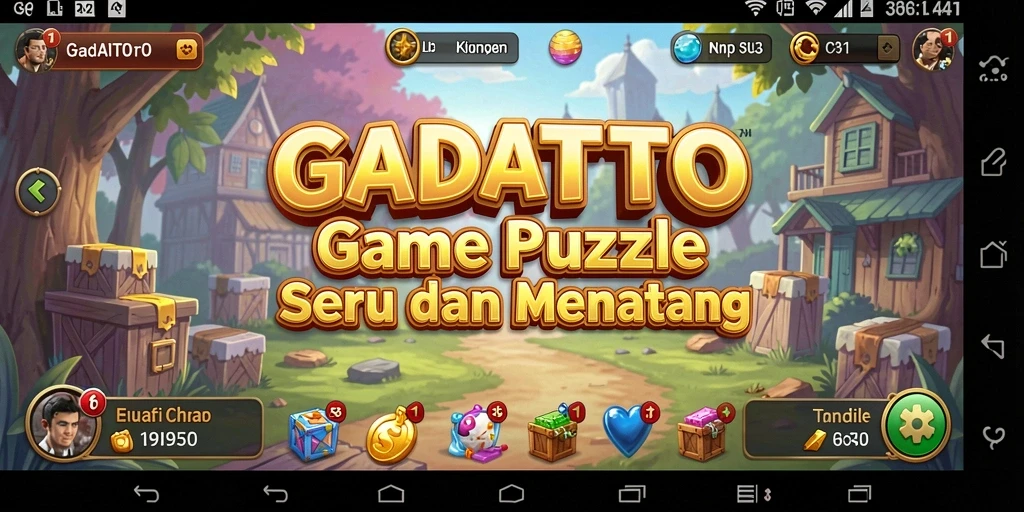 Screenshot gameplay GADAITOTO menampilkan tingkat tantangan teka-teki yang beragam.