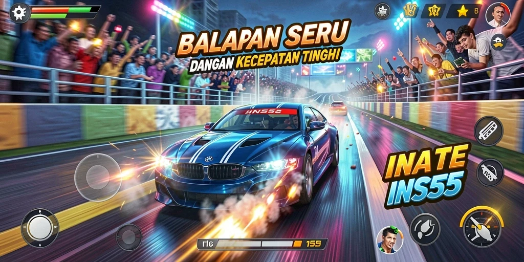 Tampilan gameplay balapan yang mendebarkan dan penuh aksi.