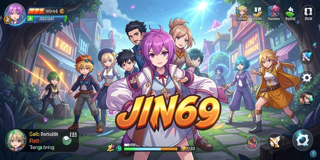 Screenshot gameplay JIN69 menampilkan aksi karakter Anime yang seru.