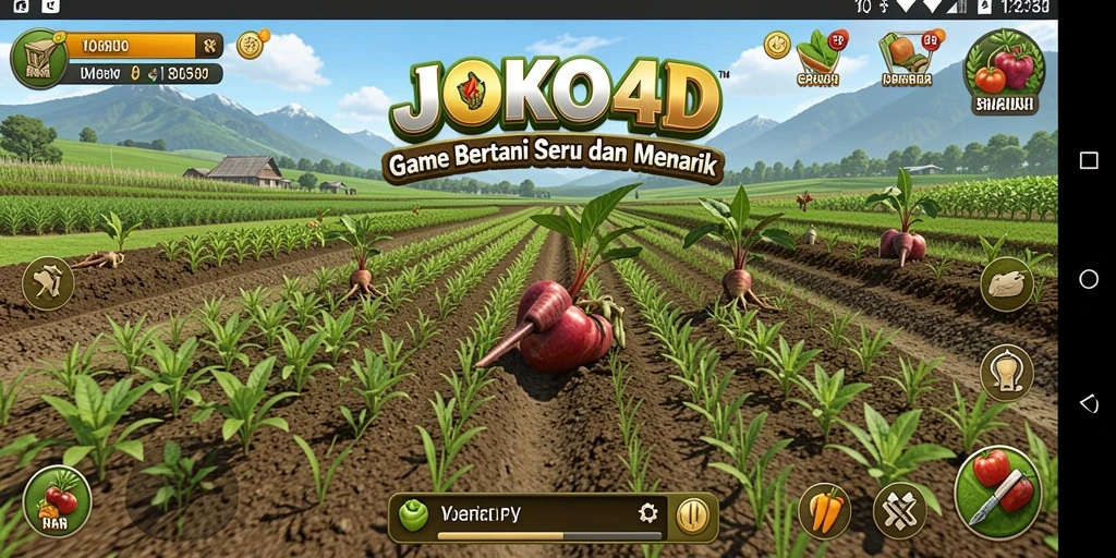 Tampilan gameplay JOKO4D, menampilkan suasana pertanian yang indah dan menarik.