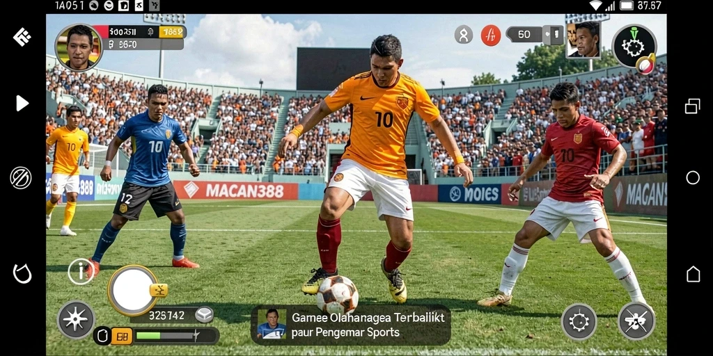 Tampilan gameplay menegangkan dalam permainan olahraga.