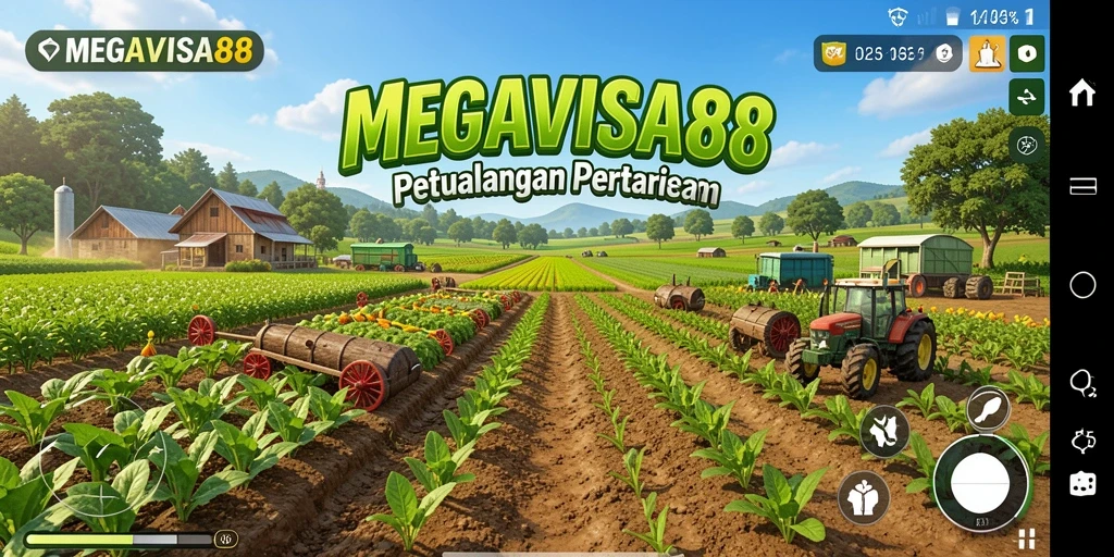 Tampilan gameplay MEGAVISA88 yang menarik dan penuh warna di kebun.