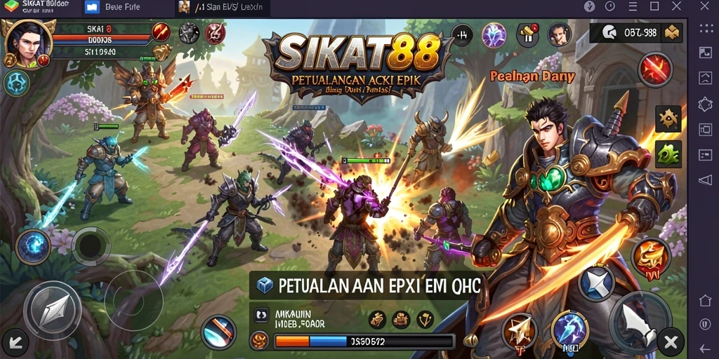 Tampilan gameplay SIKAT88 dengan pertarungan epik dan grafis menawan.