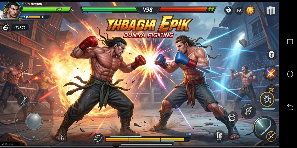 Tampilan dinamis dari gameplay Fighting V98 yang menegangkan.