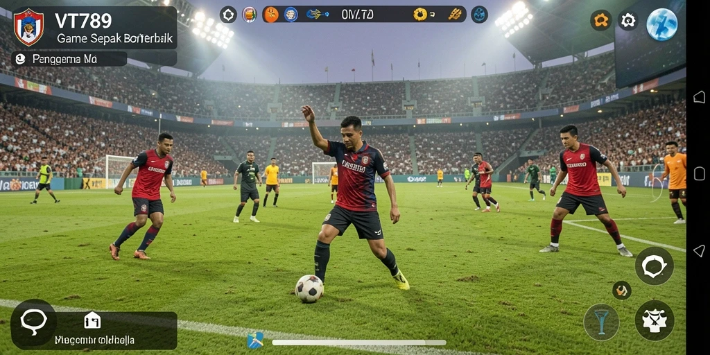 Tampilan gameplay VT789 yang mendebarkan dan penuh aksi sepak bola.